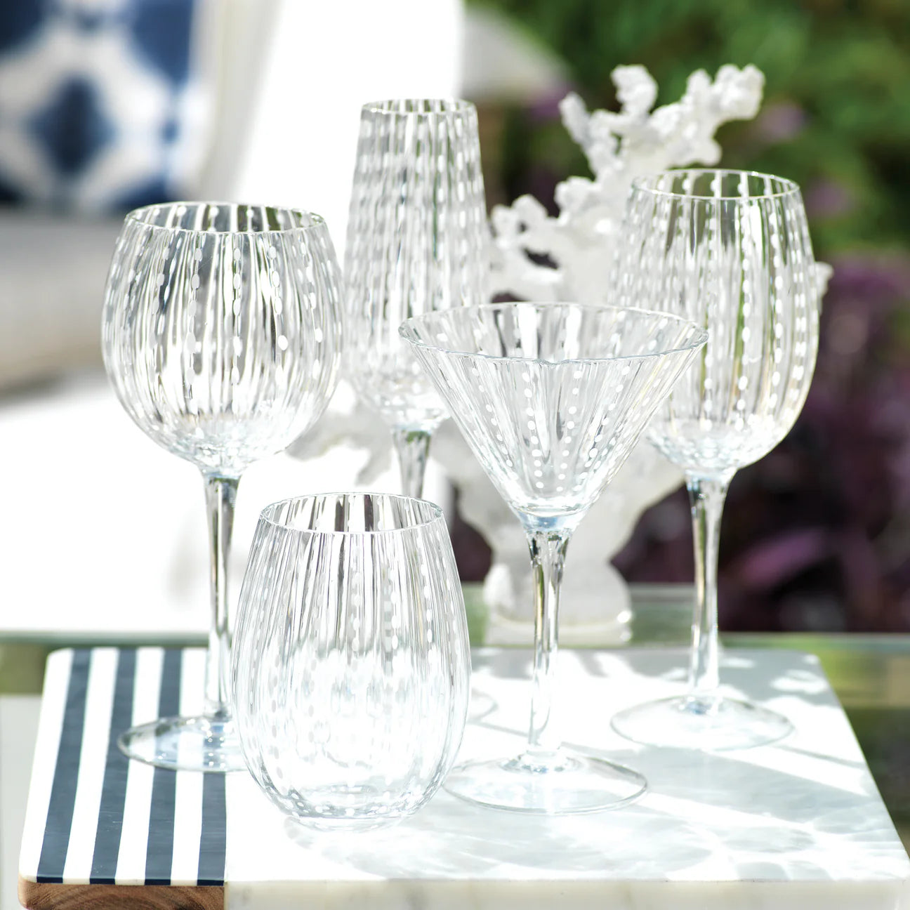 White Dots Stemless Glass